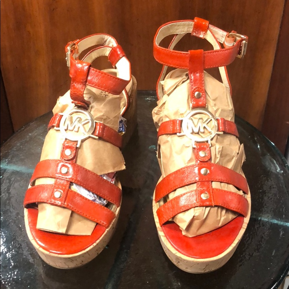 Michael Kors women’s Corks wedge orange Sz. 8 1/2
